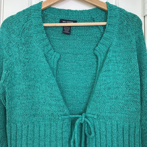 Max Edition Teal Women's Cardigan Sweater - Picture 3 of 9
